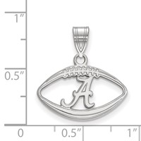 Sterling Silver Rhodium-plated LogoArt University of Alabama Letter a in Football Pendant view 2