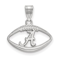 Sterling Silver Rhodium-plated LogoArt University of Alabama Letter a in Football Pendant view 1