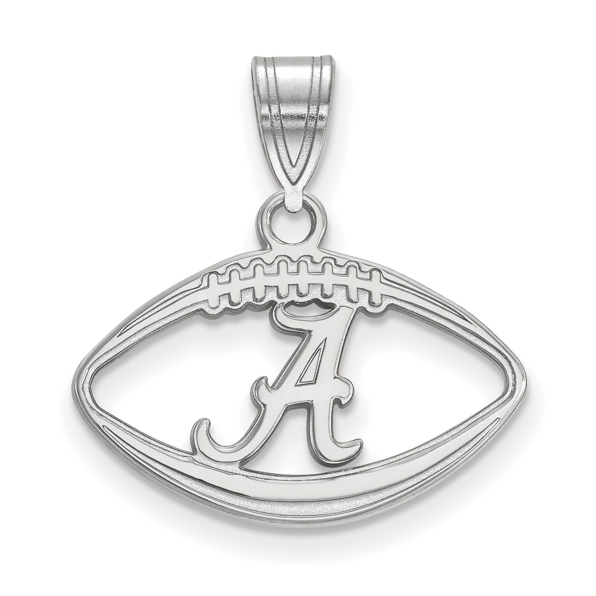 LogoArt University of Alabama Letter A in Football Pendant Sterling/Gold