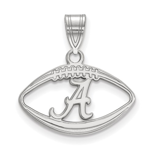 Sterling Silver Rhodium-plated LogoArt University of Alabama Letter a in Football Pendant
