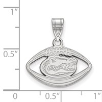 Sterling Silver Rhodium-plated LogoArt University of Florida Gator Football Pendant view 2