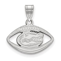 Sterling Silver Rhodium-plated LogoArt University of Florida Gator Football Pendant view 1
