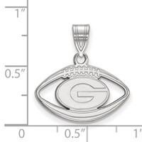 Sterling Silver Rhodium-plated LogoArt University of Georgia Letter G Football Pendant view 2