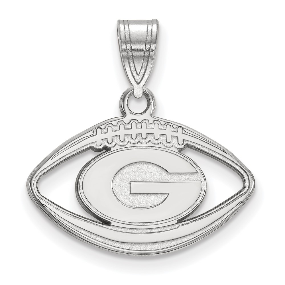 Sterling Silver Rhodium-plated LogoArt University of Georgia Letter G Football Pendant