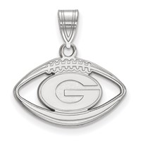 Sterling Silver Rhodium-plated LogoArt University of Georgia Letter G Football Pendant view 1