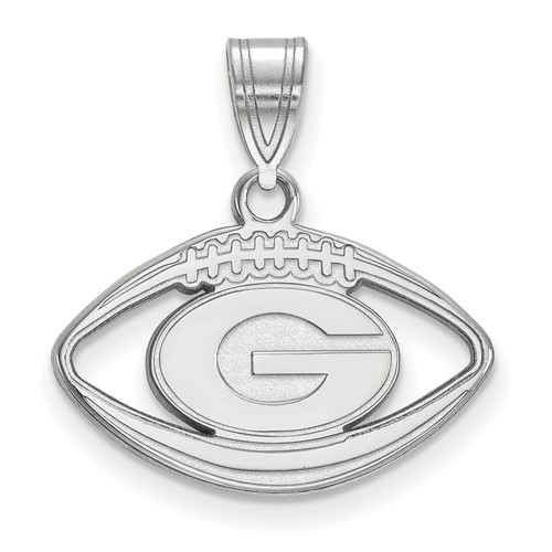 Sterling Silver Rhodium-plated LogoArt University of Georgia Letter G Football Pendant