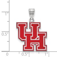 Sterling Silver Rhodium-plated LogoArt University of Houston U-h Large Enameled Pendant view 2