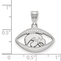 Sterling Silver Rhodium-plated LogoArt University of Iowa Hawk Football Pendant view 2
