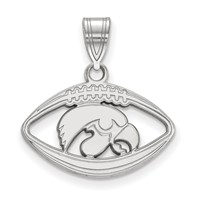 Sterling Silver Rhodium-plated LogoArt University of Iowa Hawk Football Pendant view 1