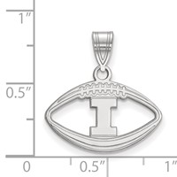 Sterling Silver Rhodium-plated LogoArt University of Illinois Letter I Football Pendant view 2