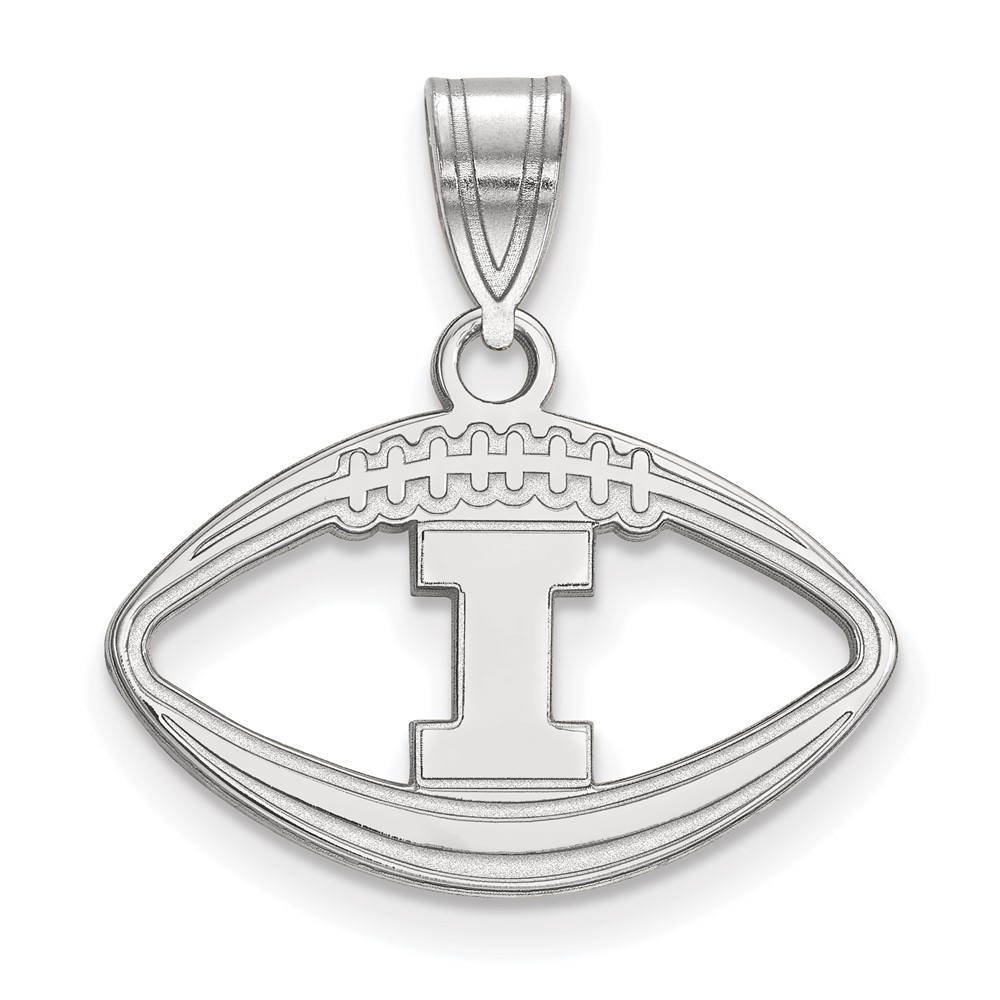 Sterling Silver Rhodium-plated LogoArt University of Illinois Letter I Football Pendant
