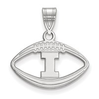 Sterling Silver Rhodium-plated LogoArt University of Illinois Letter I Football Pendant view 1