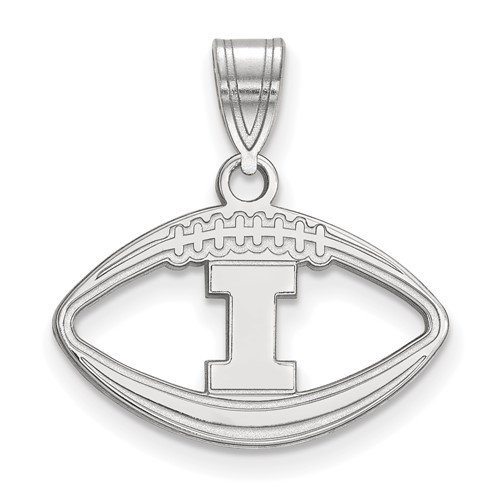 Sterling Silver Rhodium-plated LogoArt University of Illinois Letter I Football Pendant