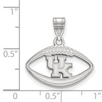 Sterling Silver Rhodium-plated LogoArt University of Kentucky U-k Football Pendant view 2
