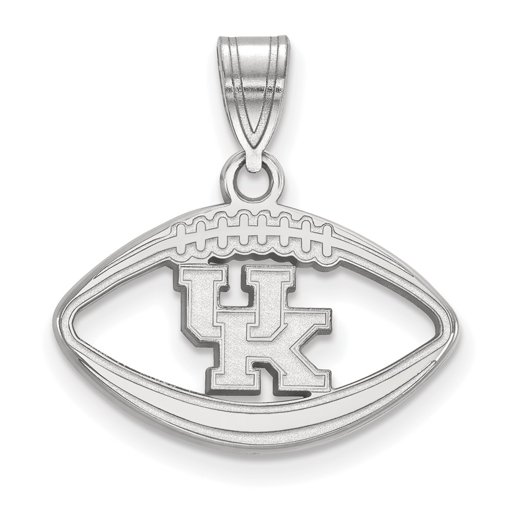 Sterling Silver Rhodium-plated LogoArt University of Kentucky U-k Football Pendant