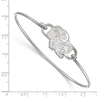 Sterling Silver Rhodium-plated LogoArt University of Kansas Jayhawk Small Center Wire Bangle, 7" view 2