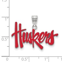 Sterling Silver Rhodium-plated LogoArt University of Nebraska Huskers Large Enameled Pendant view 2