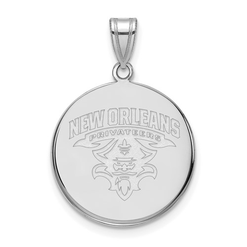 Sterling Silver Rhodium-plated LogoArt University of New Orleans U-n-o Large Disc Pendant