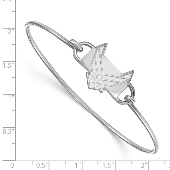 Sterling Silver Rhodium-plated LogoArt U.S. Air Force Small Center 7 inch Wire Bangle