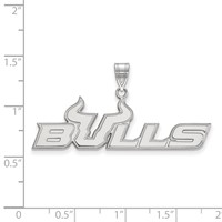 Sterling Silver Rhodium-plated LogoArt University of South Florida Bulls Large Pendant view 2
