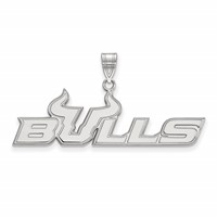 Sterling Silver Rhodium-plated LogoArt University of South Florida Bulls Large Pendant view 1