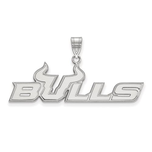 Sterling Silver Rhodium-plated LogoArt University of South Florida Bulls Large Pendant