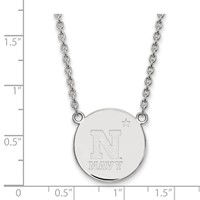 Sterling Silver Rhodium-plated LogoArt US Naval Academy Large Disc Pendant Necklace, 18" view 2