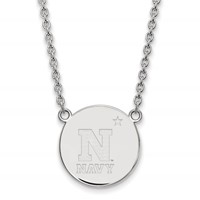 Sterling Silver Rhodium-plated LogoArt US Naval Academy Large Disc Pendant Necklace, 18" view 1