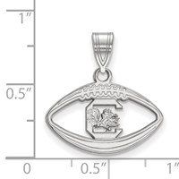 Sterling Silver Rhodium-plated LogoArt University of South Carolina Football Pendant view 2