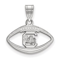 Sterling Silver Rhodium-plated LogoArt University of South Carolina Football Pendant view 1