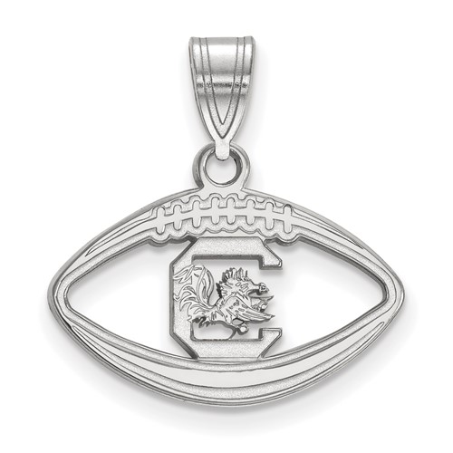 Sterling Silver Rhodium-plated LogoArt University of South Carolina Football Pendant