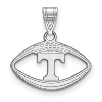 Sterling Silver Rhodium-plated LogoArt University of Tennessee Letter T Football Pendant view 1