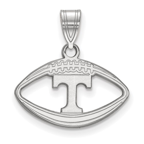 Sterling Silver Rhodium-plated LogoArt University of Tennessee Letter T Football Pendant