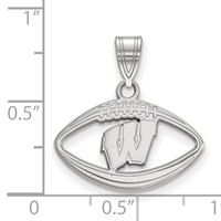 Sterling Silver Rhodium-plated LogoArt University of Wisconsin Football Pendant view 2