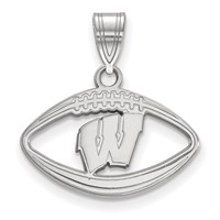 Sterling Silver Rhodium-plated LogoArt University of Wisconsin Football Pendant view 1