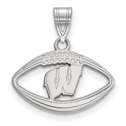 Sterling Silver Rhodium-plated LogoArt University of Wisconsin Football Pendant