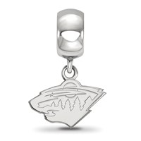 Sterling Silver Rhodium-plated Nhl LogoArt Minnesota Wild Extra Small Dangle Bead view 2
