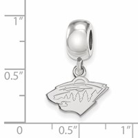 Sterling Silver Rhodium-plated Nhl LogoArt Minnesota Wild Extra Small Dangle Bead view 3