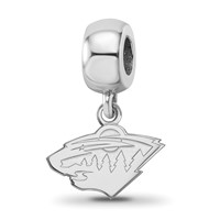 Sterling Silver Rhodium-plated Nhl LogoArt Minnesota Wild Extra Small Dangle Bead view 1