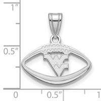 Sterling Silver Rhodium-plated LogoArt West Virginia University W-v Football Pendant view 3