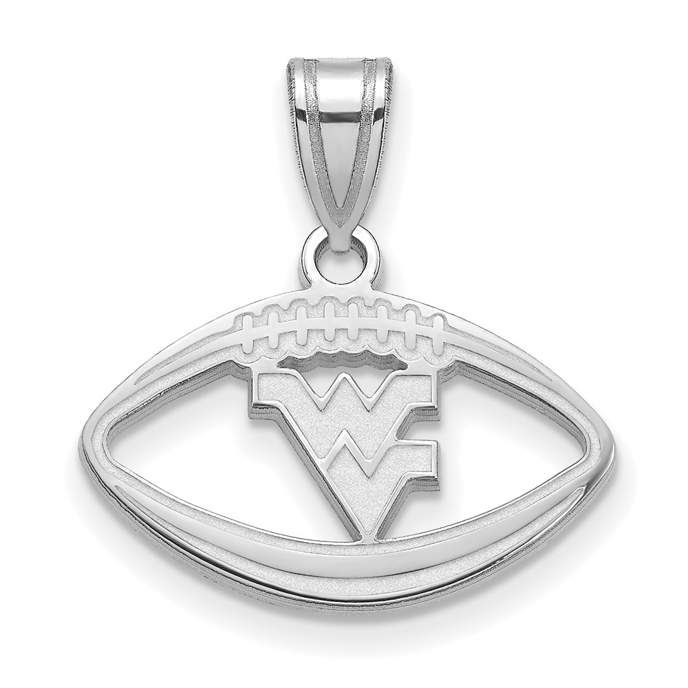 Sterling Silver Rhodium-plated LogoArt West Virginia University W-v Football Pendant