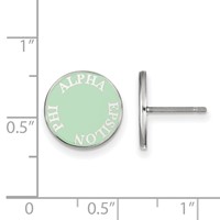 Sterling Silver Rhodium-plated LogoArt Alpha Epsilon Phi Sorority Text Color Enamel Post Earrings view 2