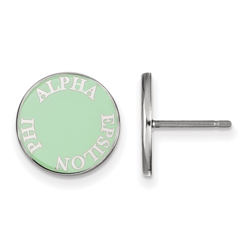 Sterling Silver Rhodium-plated LogoArt Alpha Epsilon Phi Sorority Text Color Enamel Post Earrings