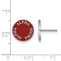 Sterling Silver Rhodium-plated LogoArt Alpha Sigma Alpha Sorority Text Color Enamel Post Earrings view 2