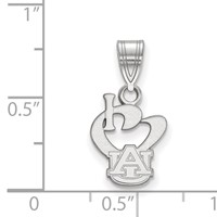 Sterling Silver Rhodium-plated LogoArt Auburn University Small I Heart A-u Pendant view 2