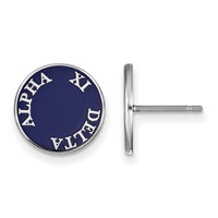 Sterling Silver Rhodium-plated LogoArt Alpha Xi Delta Sorority Text Color Enamel Post Earrings view 1