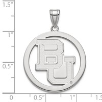 Sterling Silver Rhodium-plated LogoArt Baylor University Bears Extra Large Circle Pendant view 3