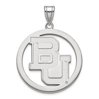 Sterling Silver Rhodium-plated LogoArt Baylor University Bears Extra Large Circle Pendant view 1