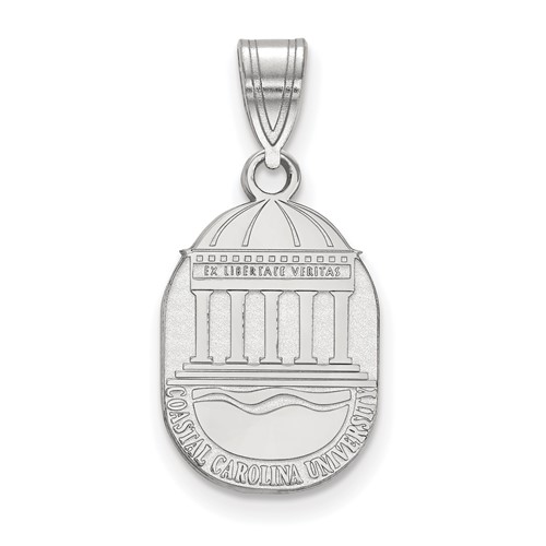 Sterling Silver Rhodium-plated LogoArt Coastal Carolina University Medium Crest Pendant