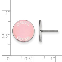 Sterling Silver Rhodium-plated LogoArt Delta Gamma Sorority Text Color Enamel Post Earrings view 2